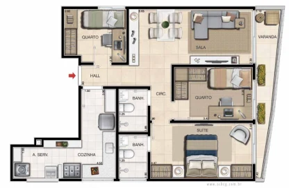 Planta 07 - 3 dorm 81 96m²