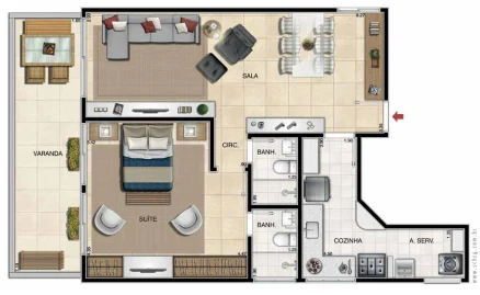 Planta 06 - 1 dorm 81 96m²