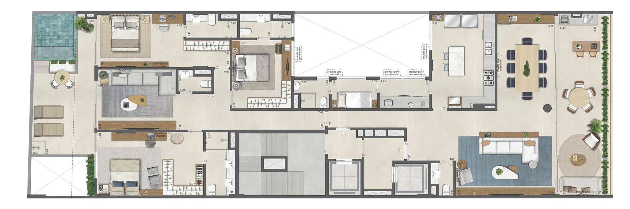 Planta 03 - 3 dorm 270,42m² - garden - opção