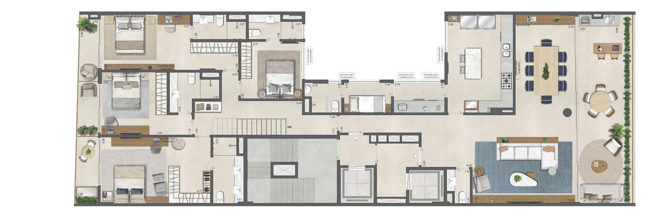 Planta 04 - 5 dorm 415,01m² - cobertura duplex - inferior