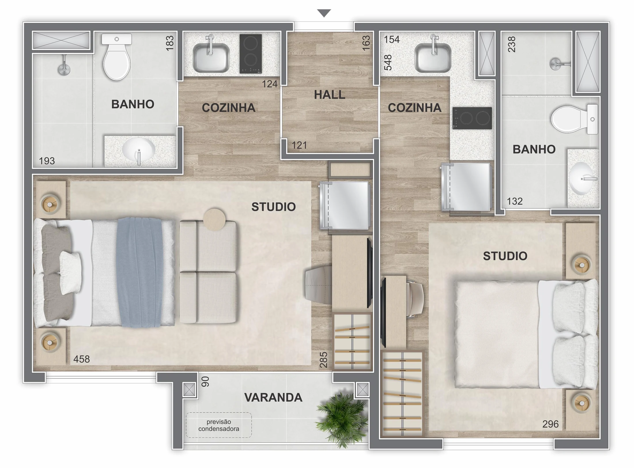 Planta 17 - 2 dorm 43m² - opção