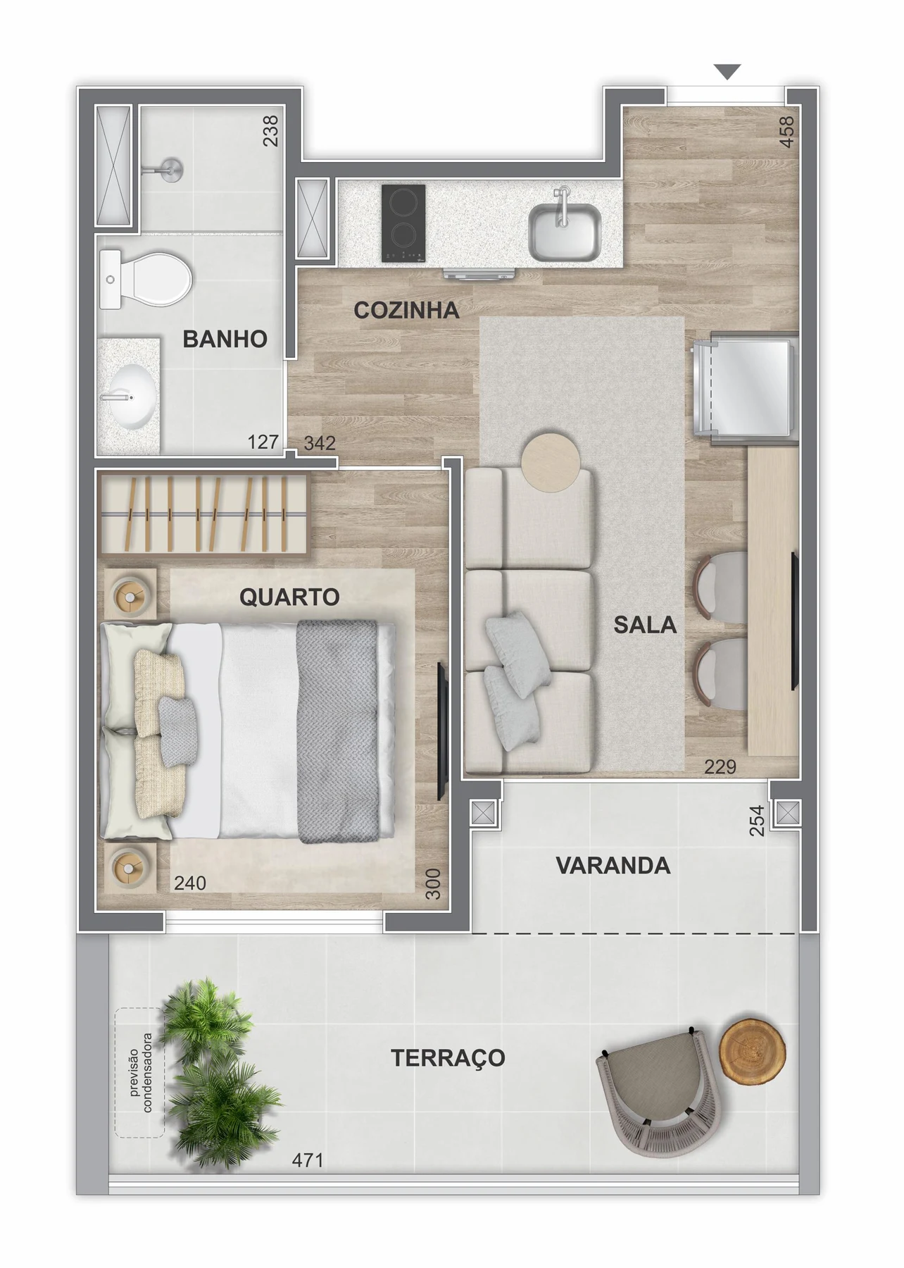 Planta 14 - 1 dorm 37m² - garden