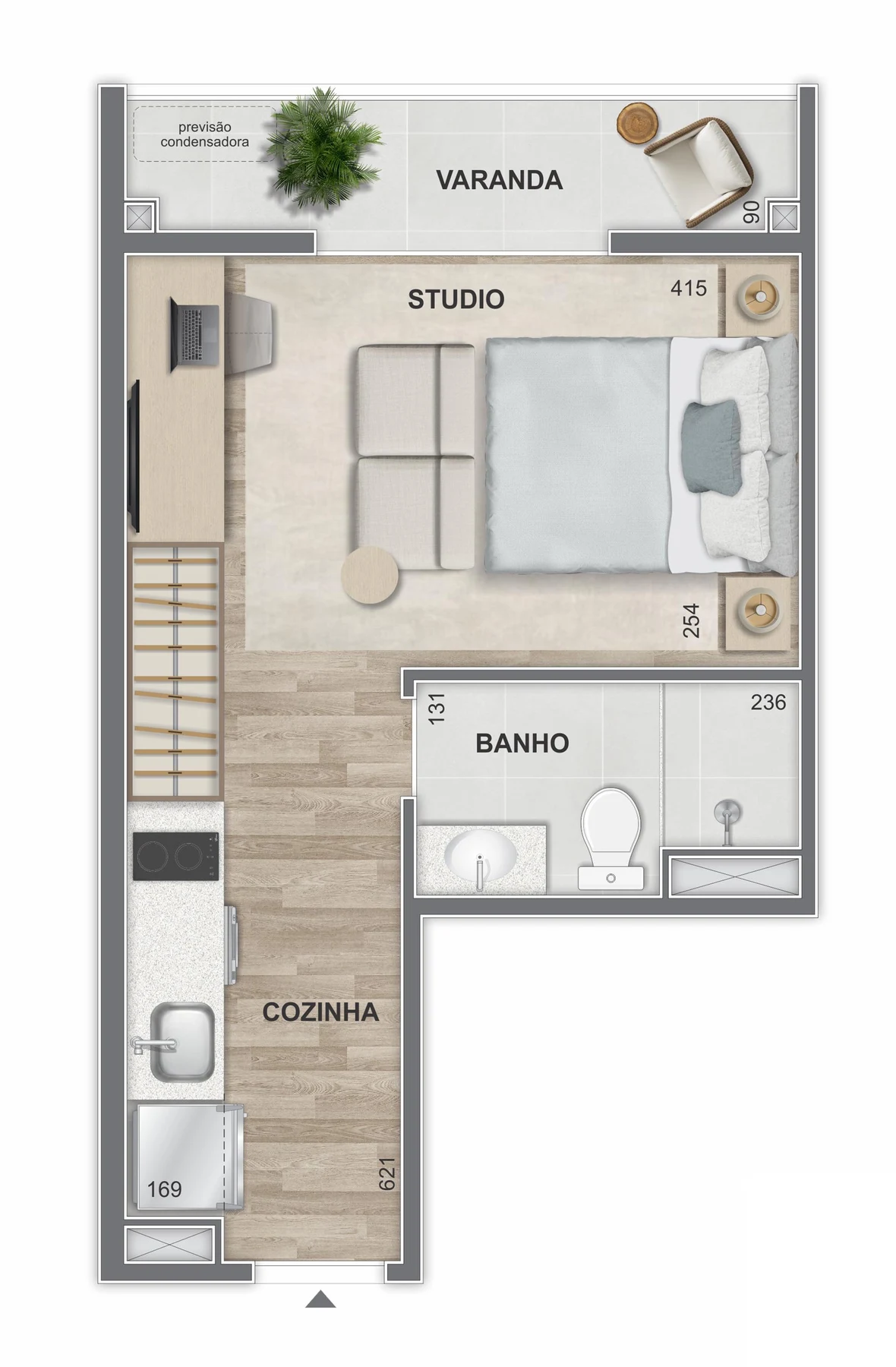Planta 04 - 1 dorm 27m² - studio