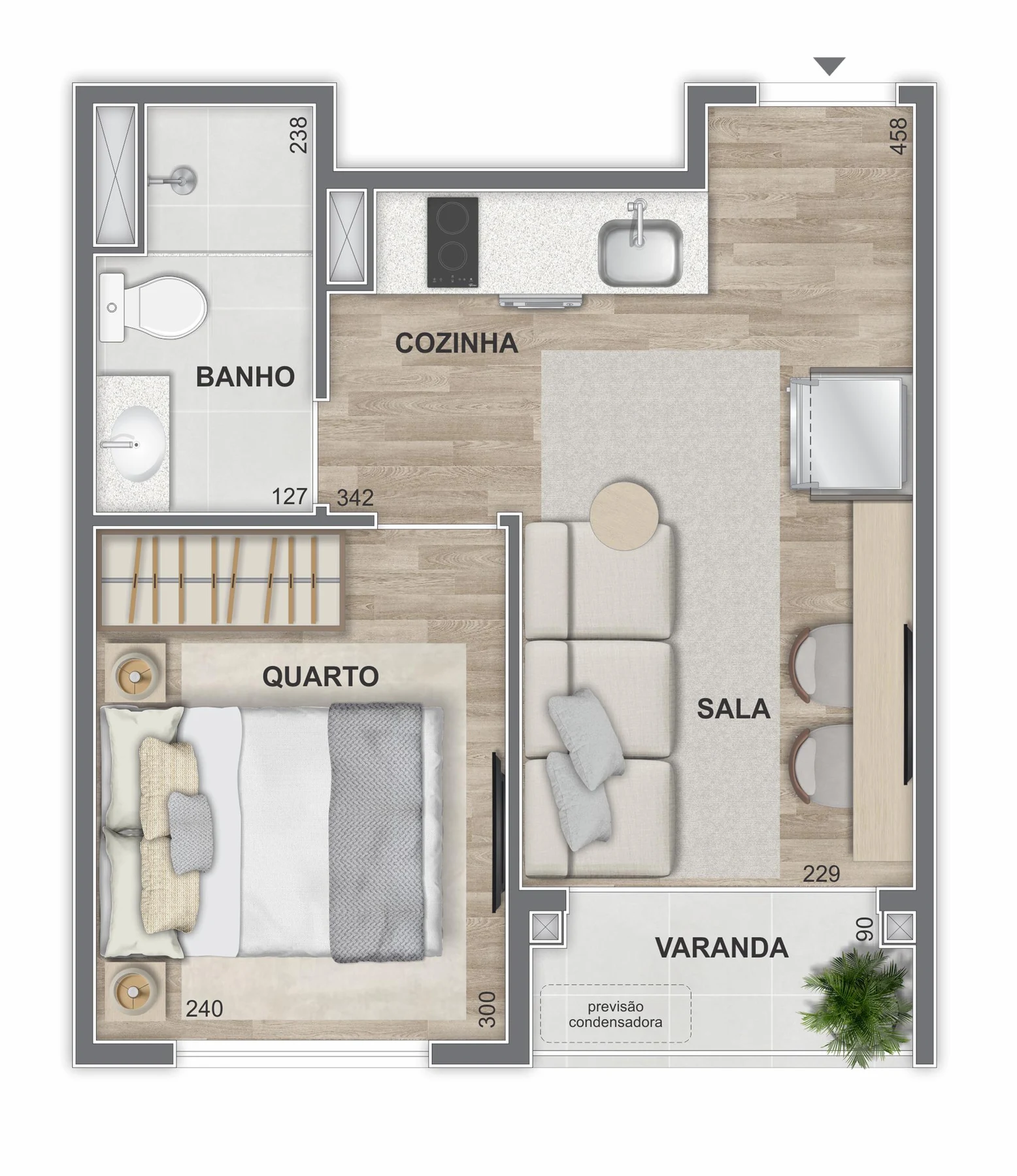 Planta 05 - 1 dorm 28m²