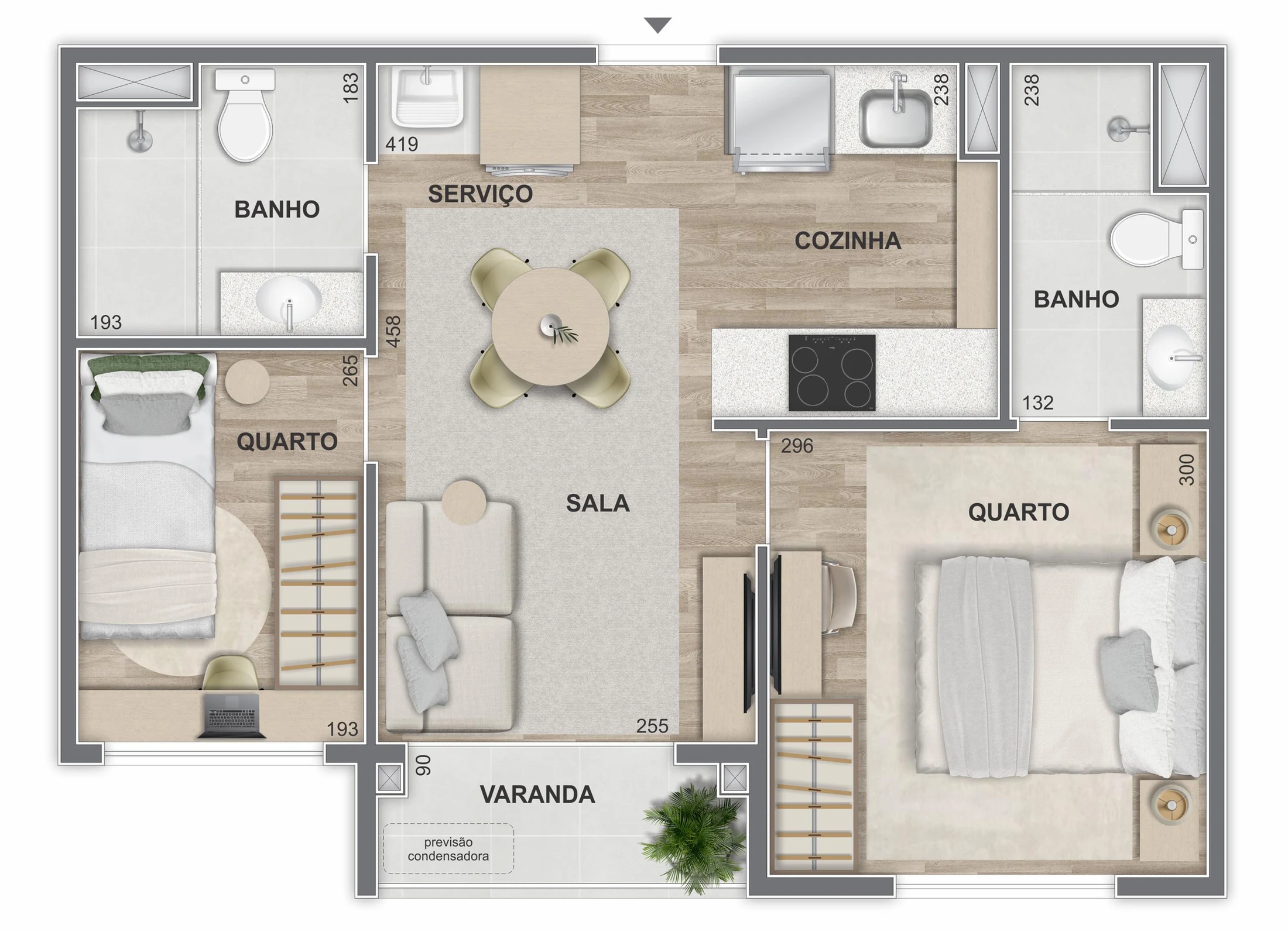 Planta 16 - 2 dorm 43m²