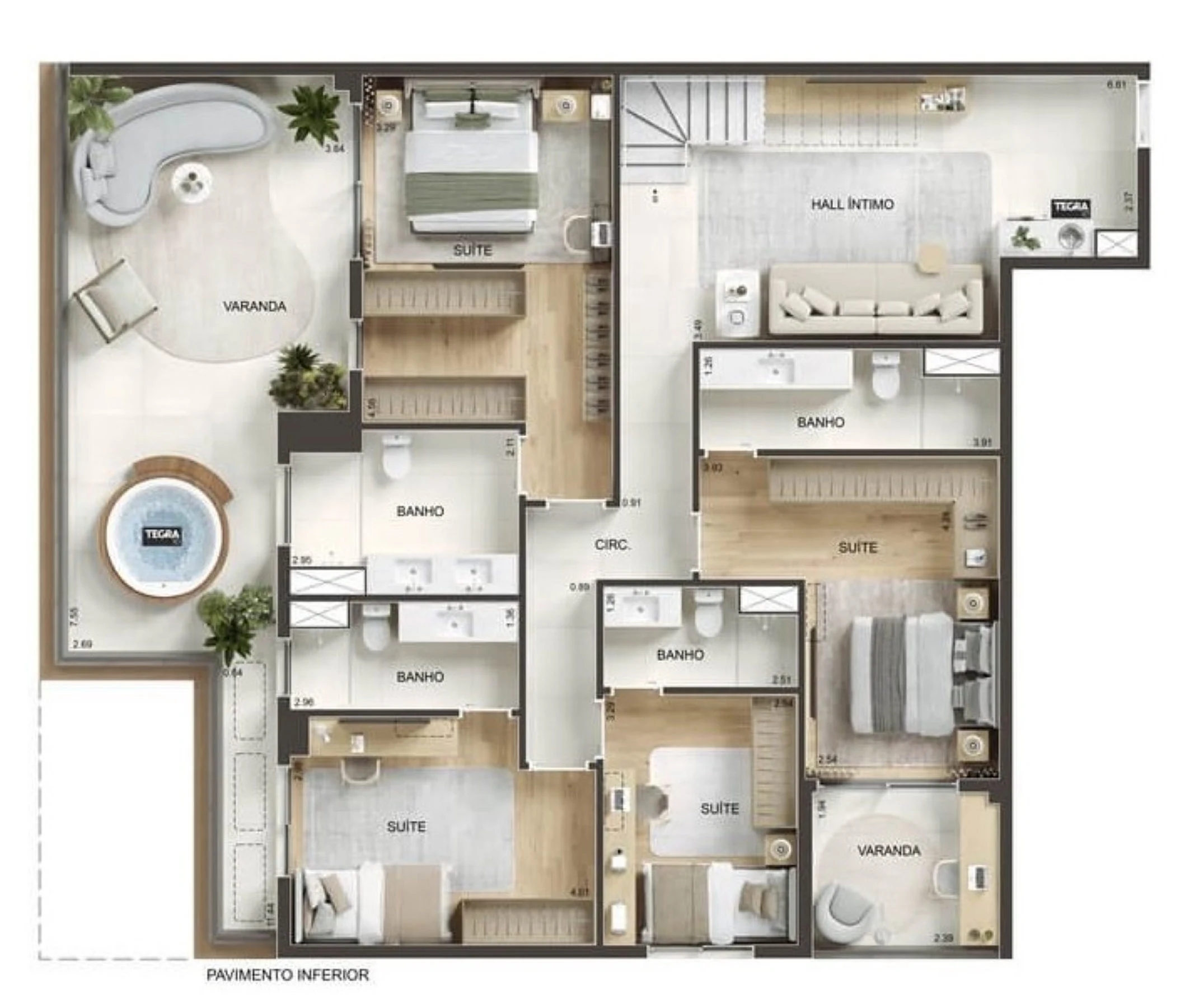 Planta 07 - 4 dorm 301m² - cobertura duplex - superior
