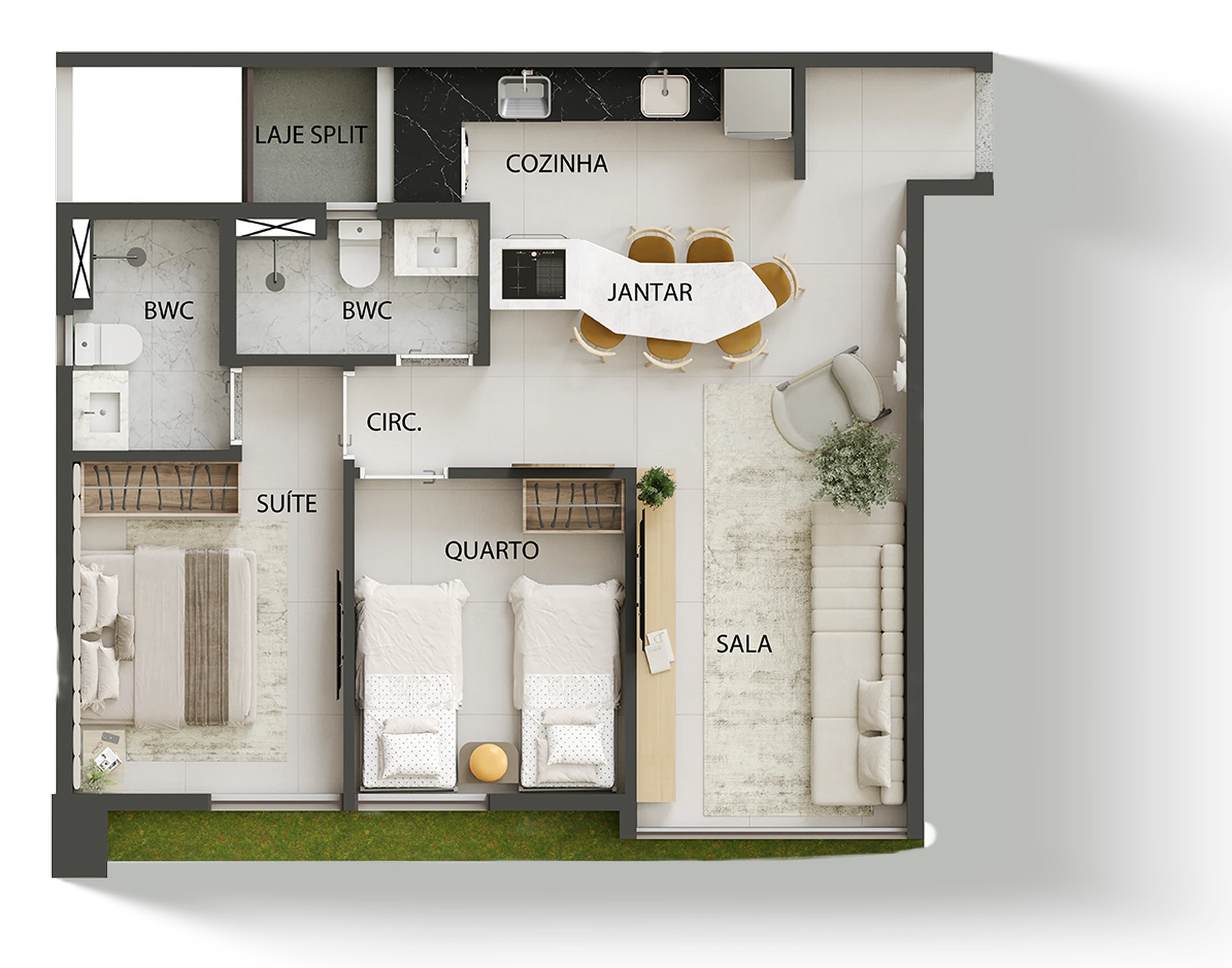 Planta 04 - 2 dorm 50m² - opção