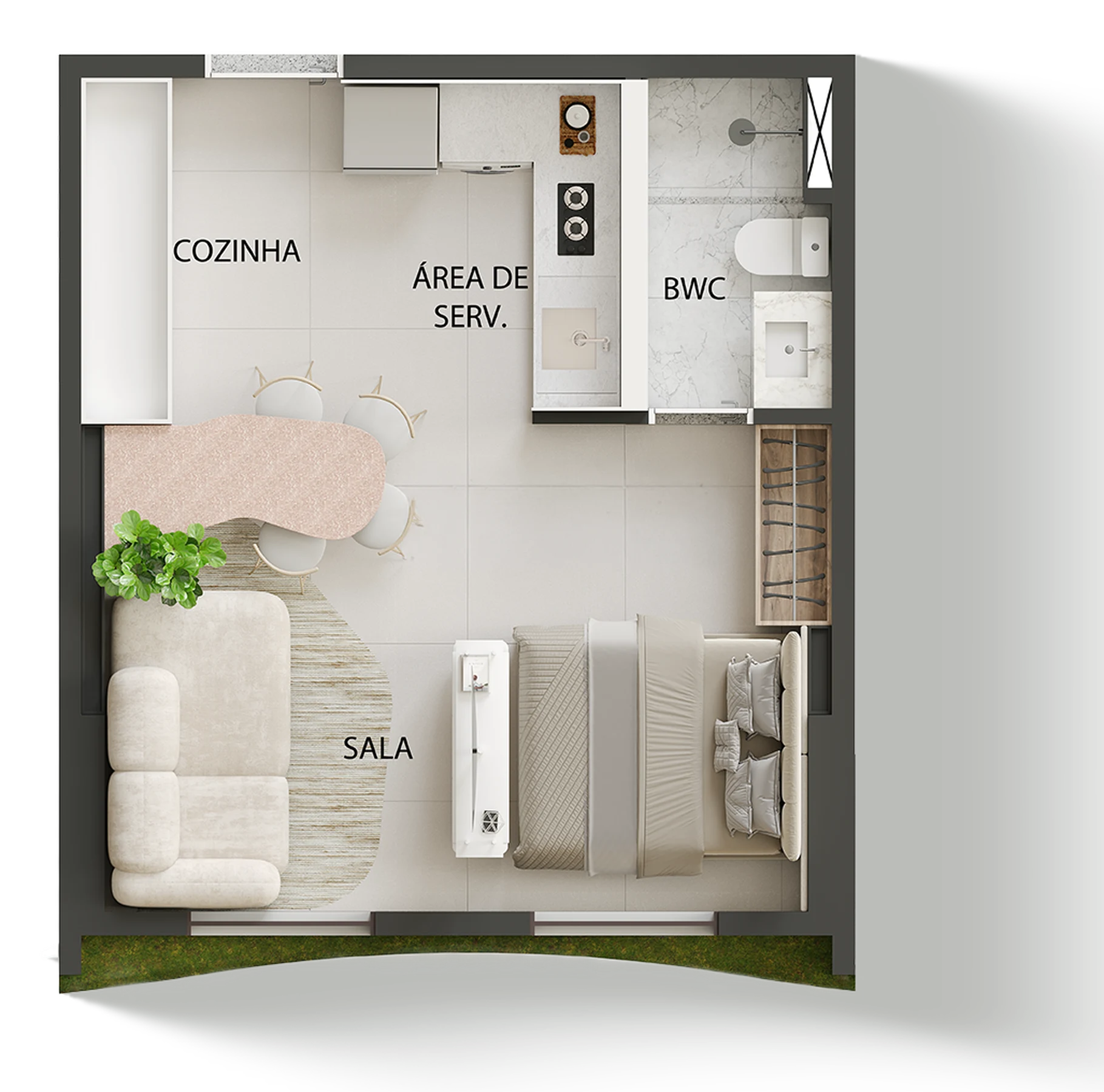 Planta 02 - 1 dorm 27,25m² - studio