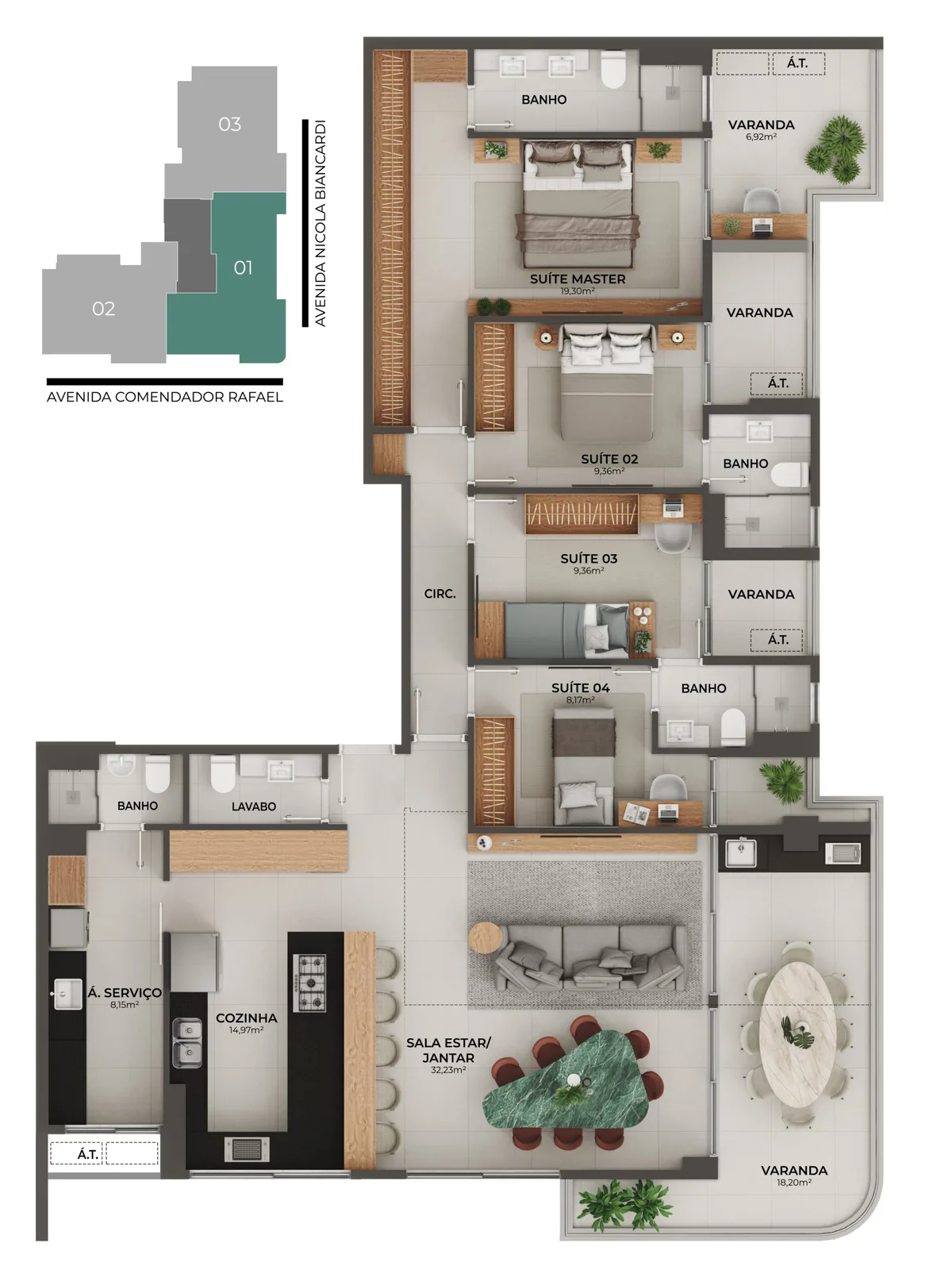 Planta do apartamento · PH02 COL01 OP 01
