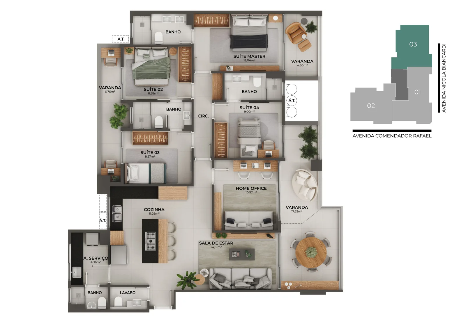 Planta do apartamento · PH07 COL03 OP OG 3