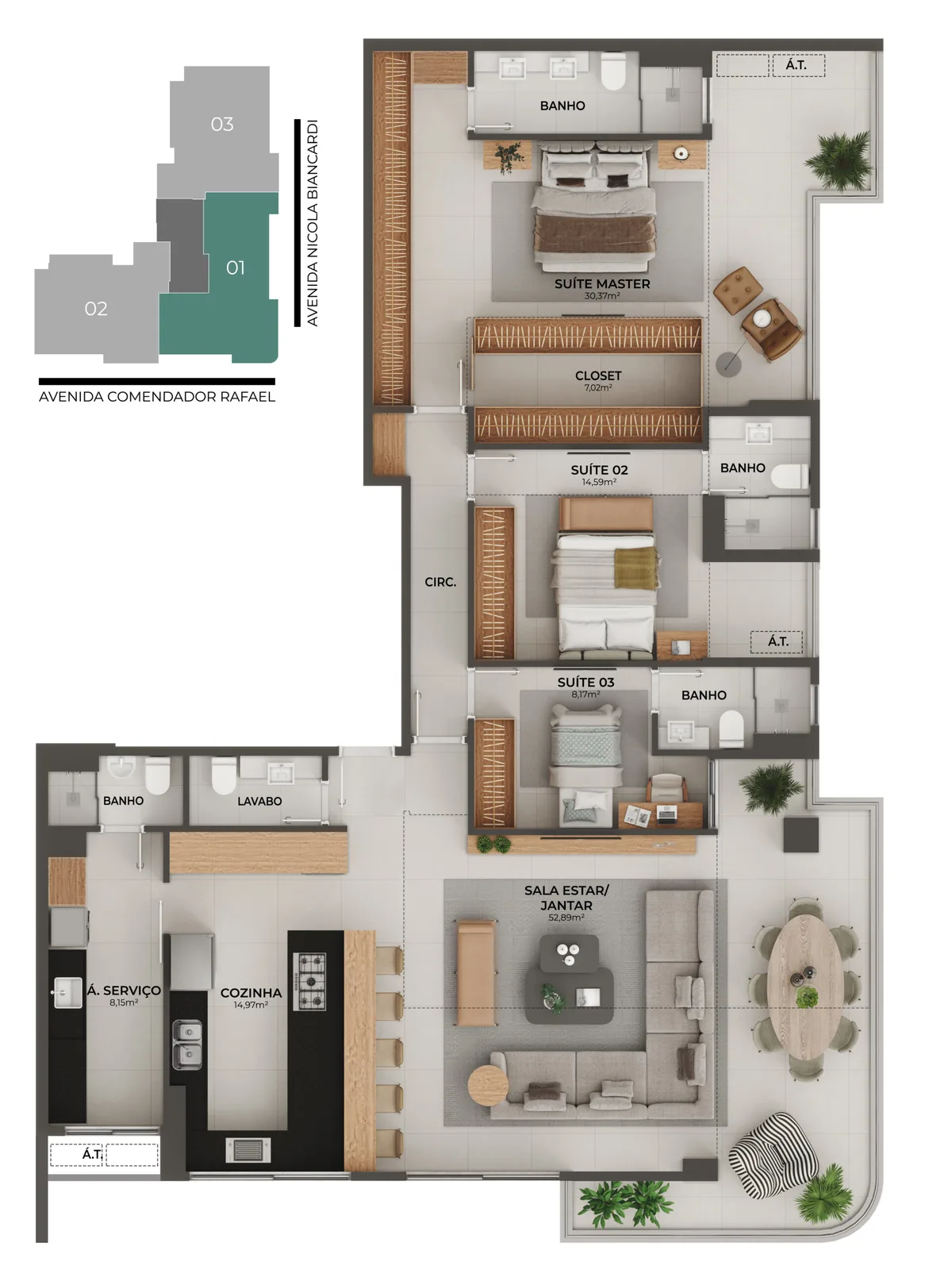 Planta do apartamento · PH03 COL01 OP 02