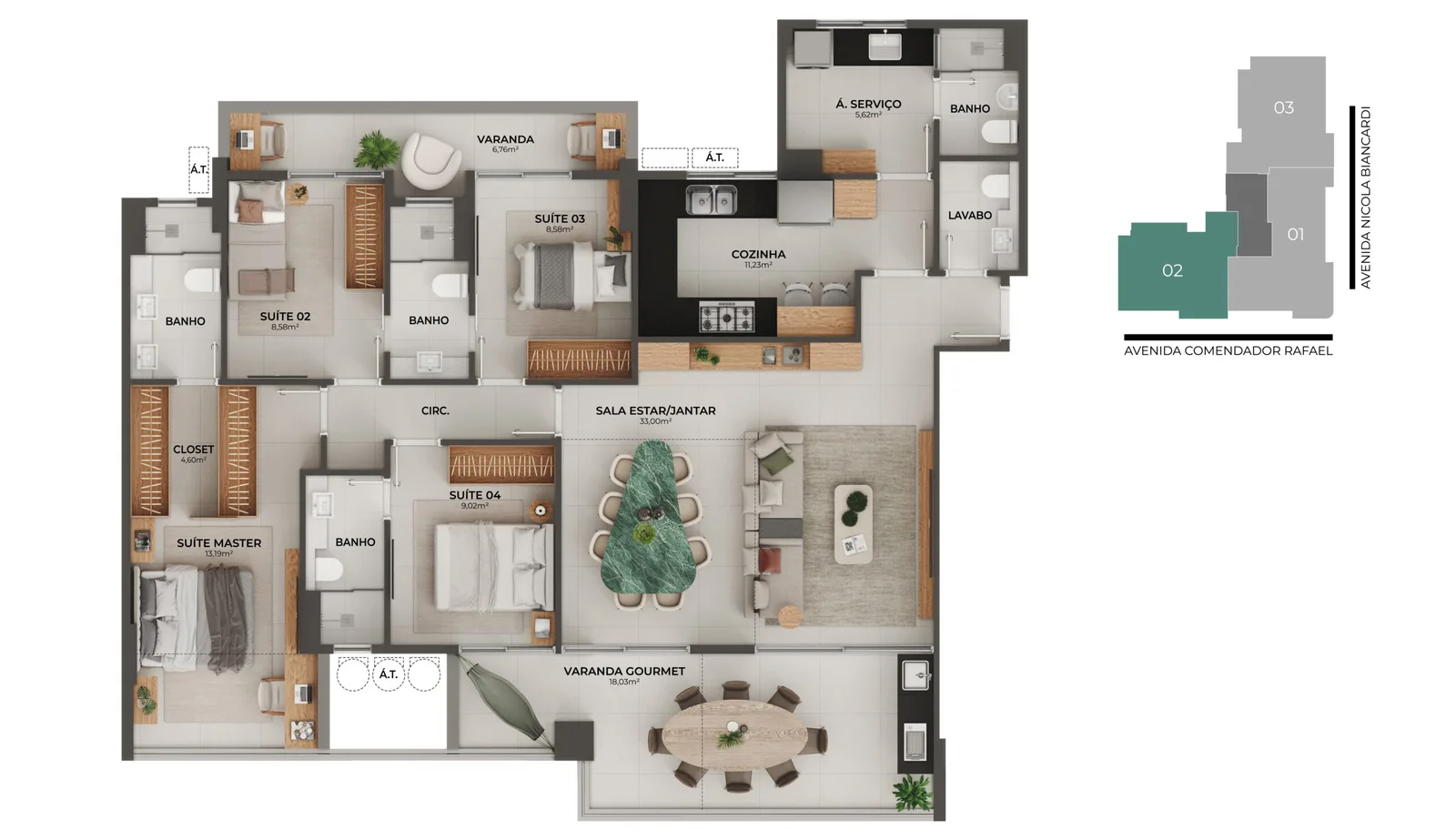 Planta do apartamento · PH05 COL02 OP 01