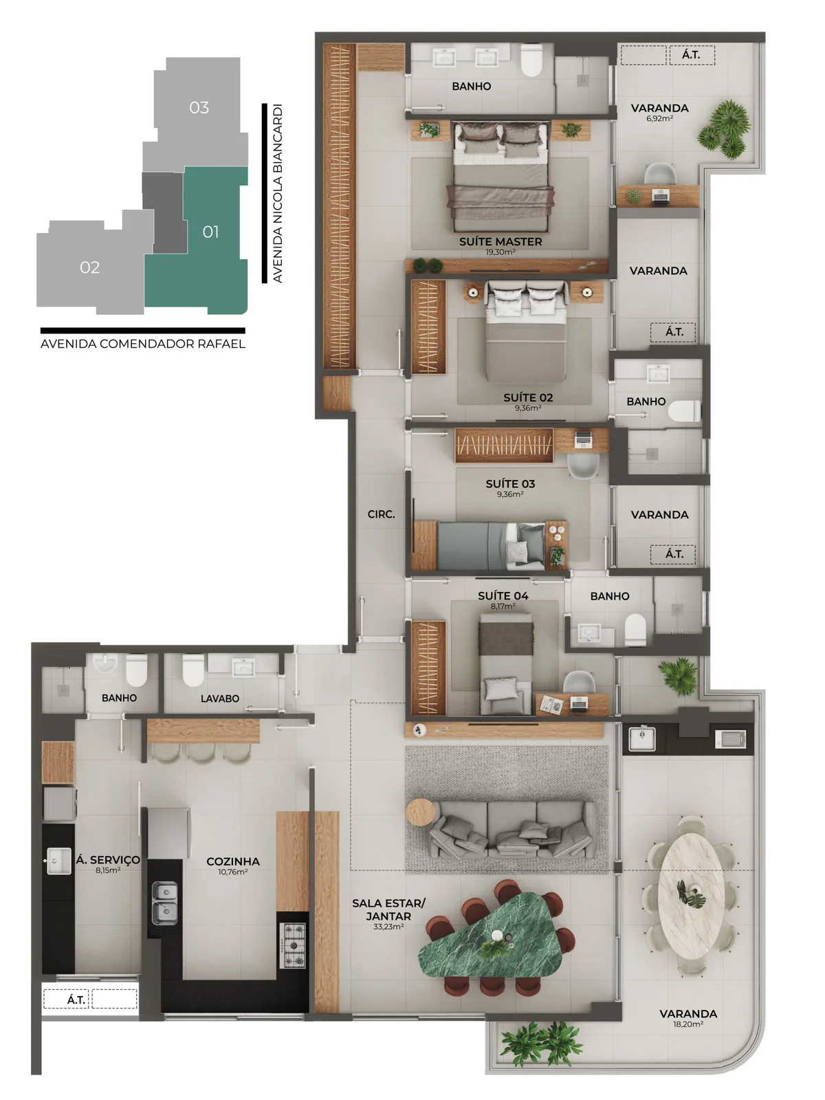 Planta do apartamento · PH02 COL01 OP 01 COZ FECHADA