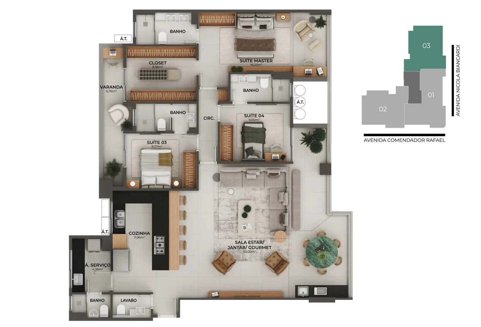 Planta do apartamento · PH09 COL03 OP 03