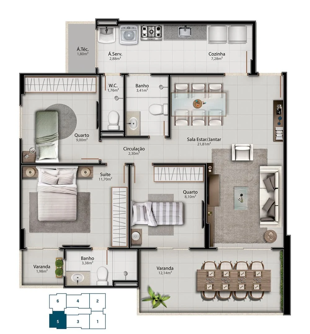 Planta Tipo 05 do Next Residence