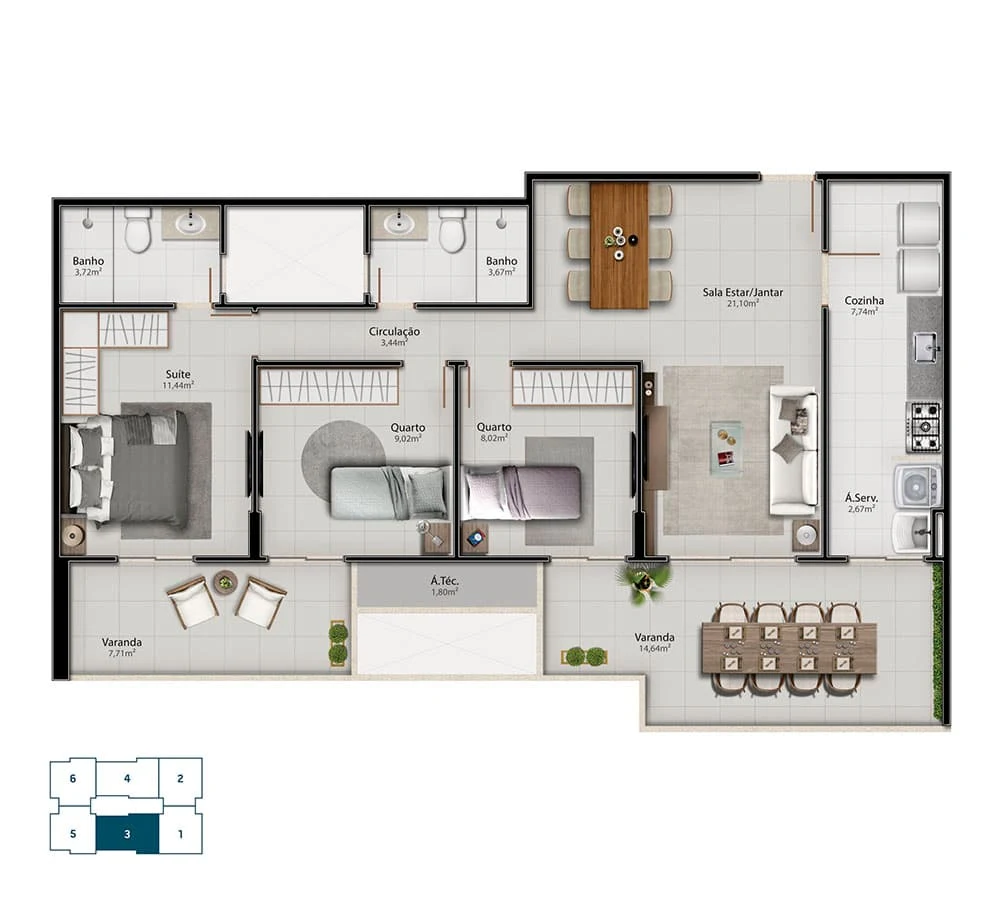 Planta Tipo 03 do Next Residence