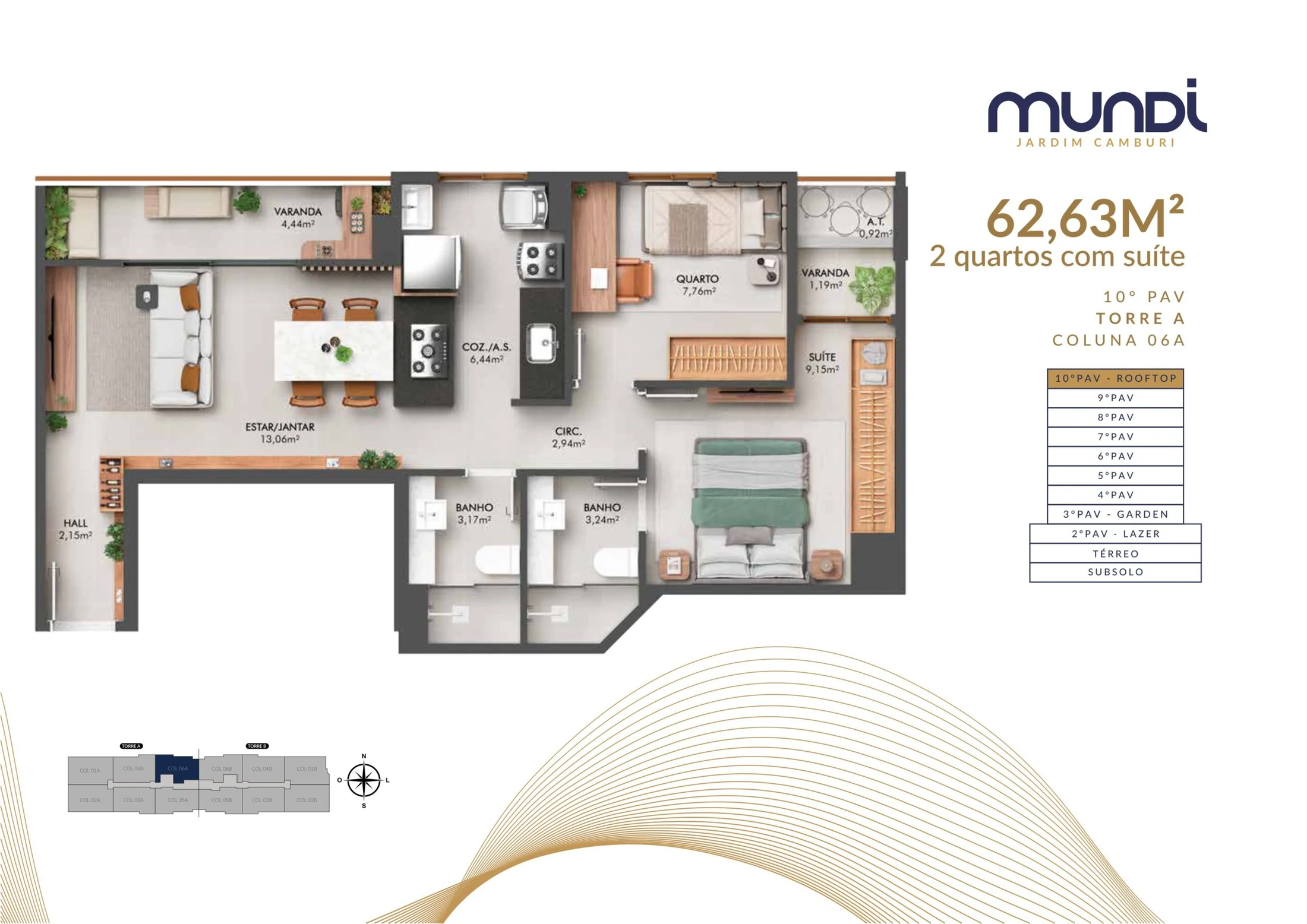 MUNDI Planta Tipo Coluna 6A Rooftop