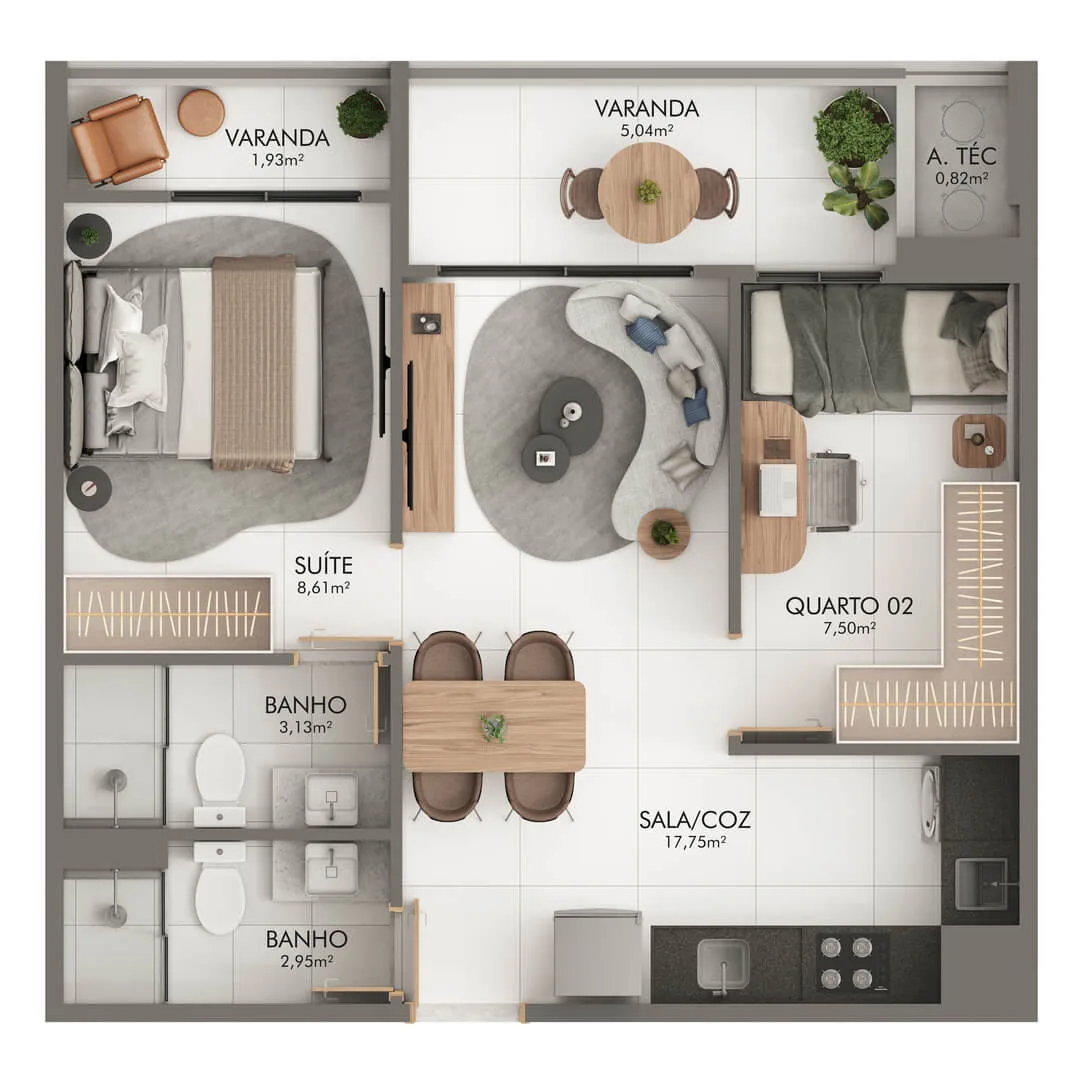 Apartamento Coluna 04 Rebatida