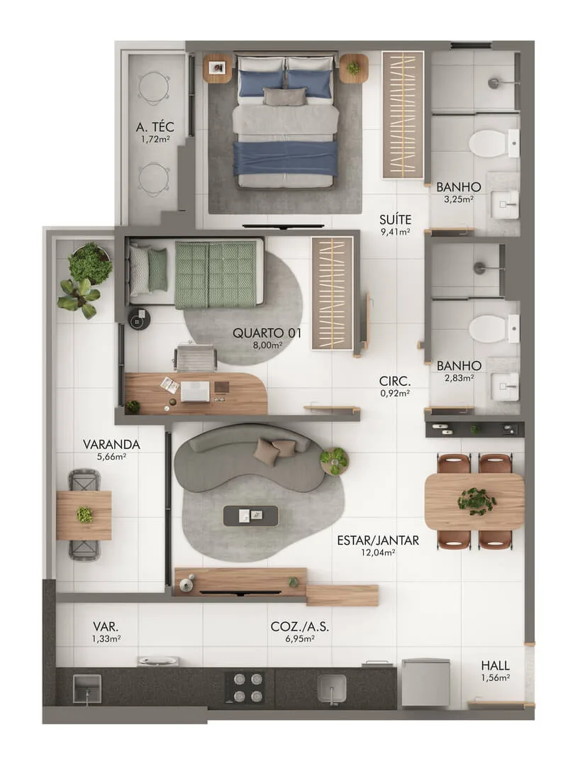 Apartamento Coluna 02 Rebatida