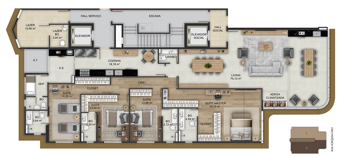 4 Suítes - 223,21 m² privativos - Coluna 2