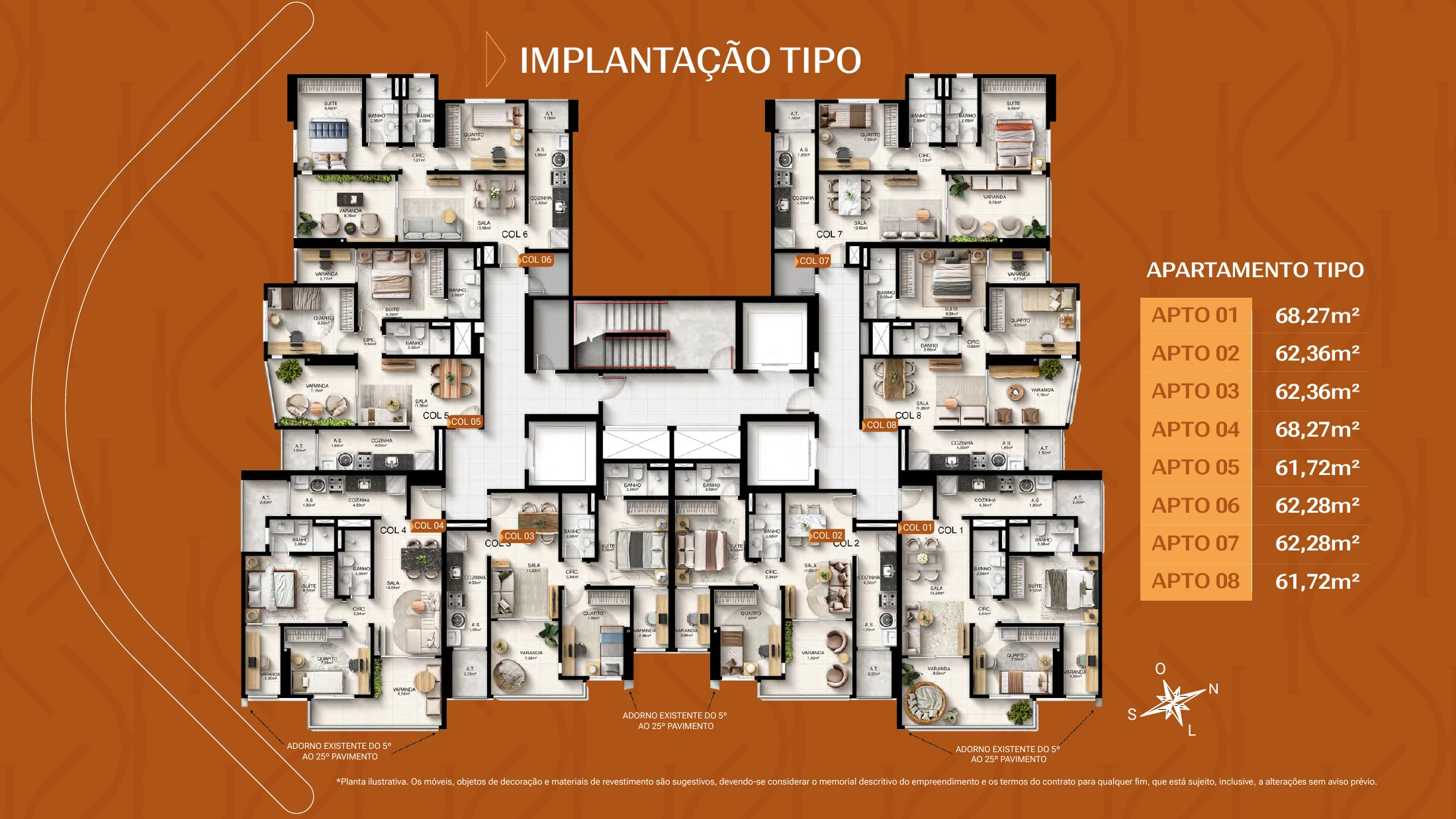 Implantação do pavimento tipo