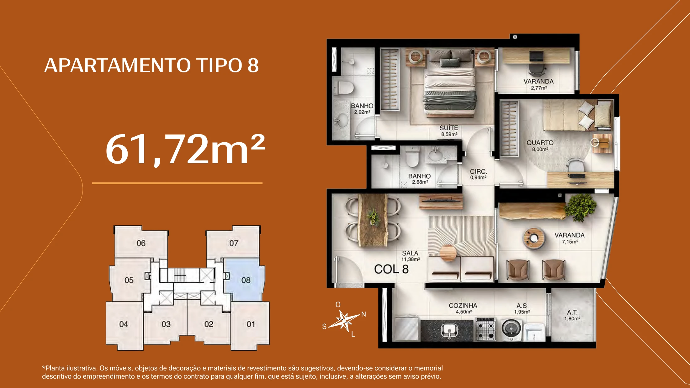 Apartamento tipo 8 · 61,72 m²
