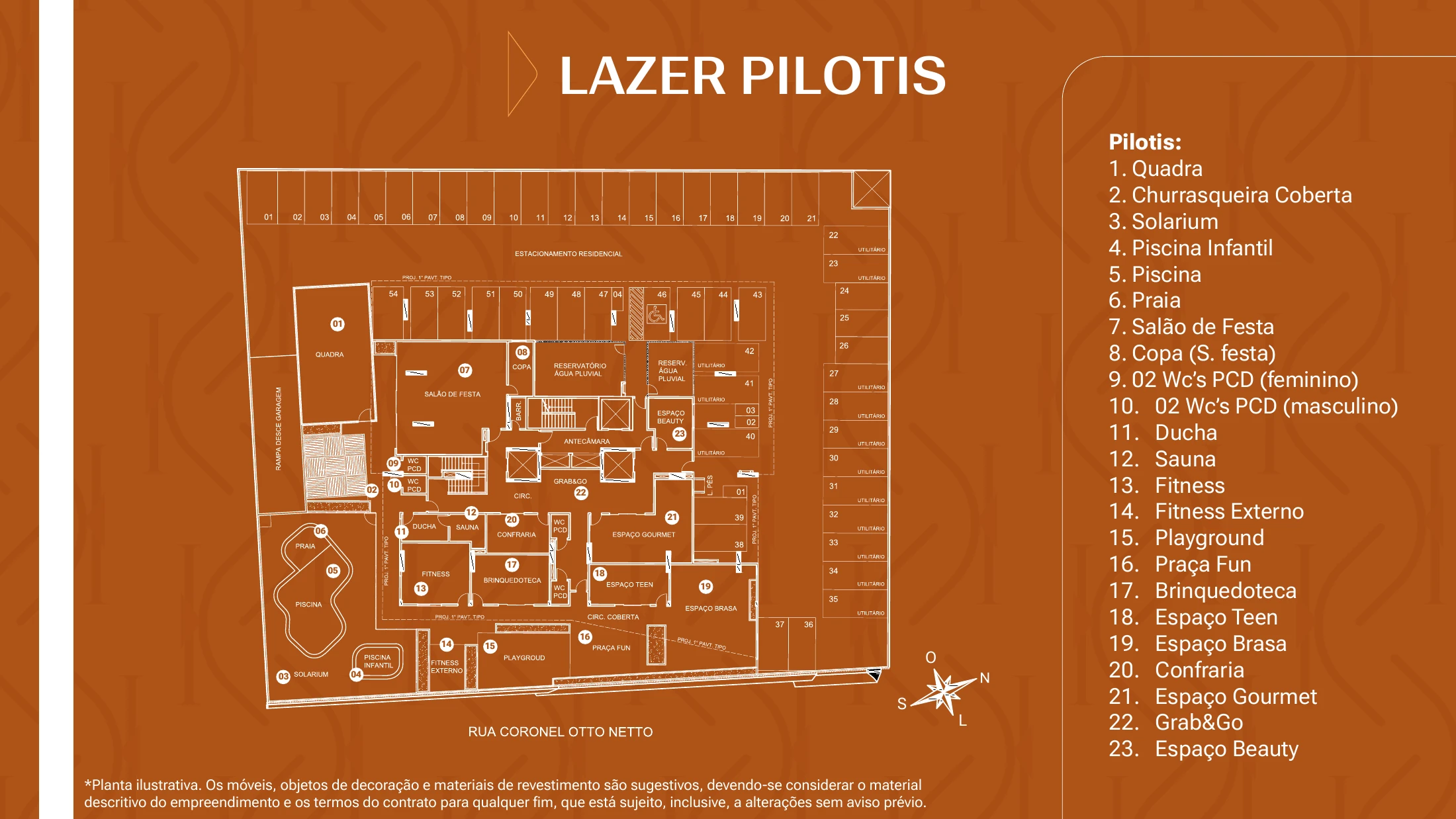 Implantação · lazer no pilotis