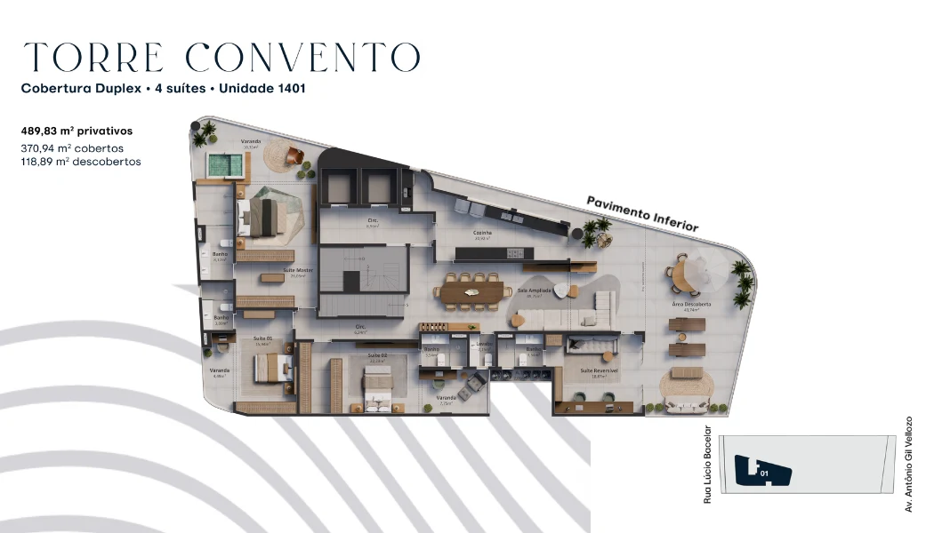 Unidade 1401 - Pavimento Inferior Cobertura Duplex