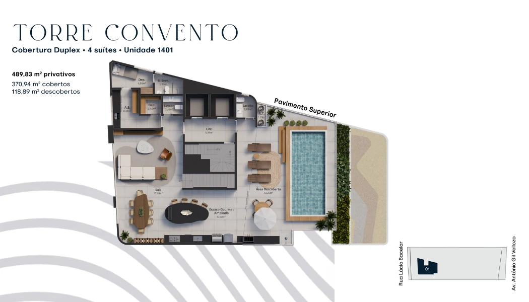 Unidade 1401 - Pavimento Superior Cobertura Duplex