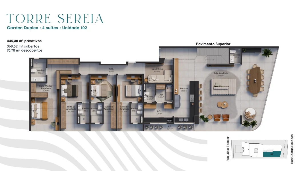 Unidade 102 - Pavimento Superior Garden Duplex