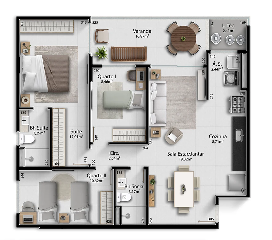 Colunas 5 e 6 - 100,07m²