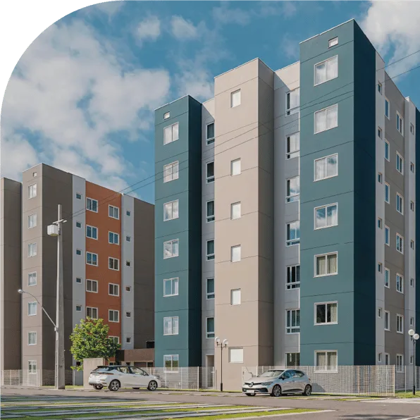 Perspectiva dos blocos residenciais
