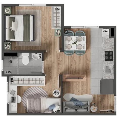 Planta do apartamento — referência Imagem do empreendimento