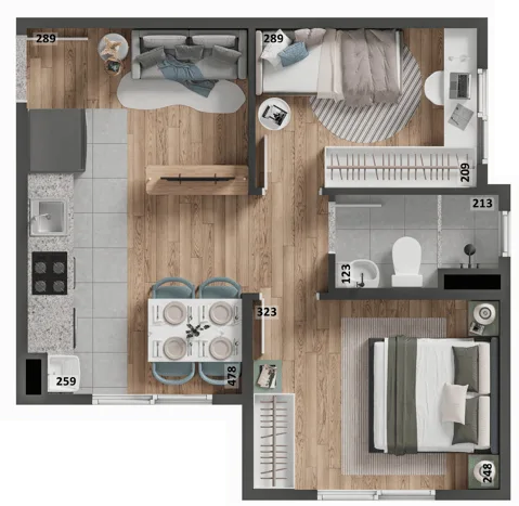 Planta do apartamento — referência Imagem do empreendimento