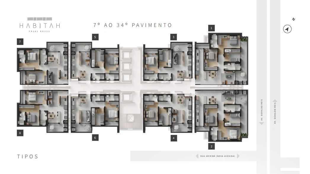 7º ao 34º pavimento Tipos