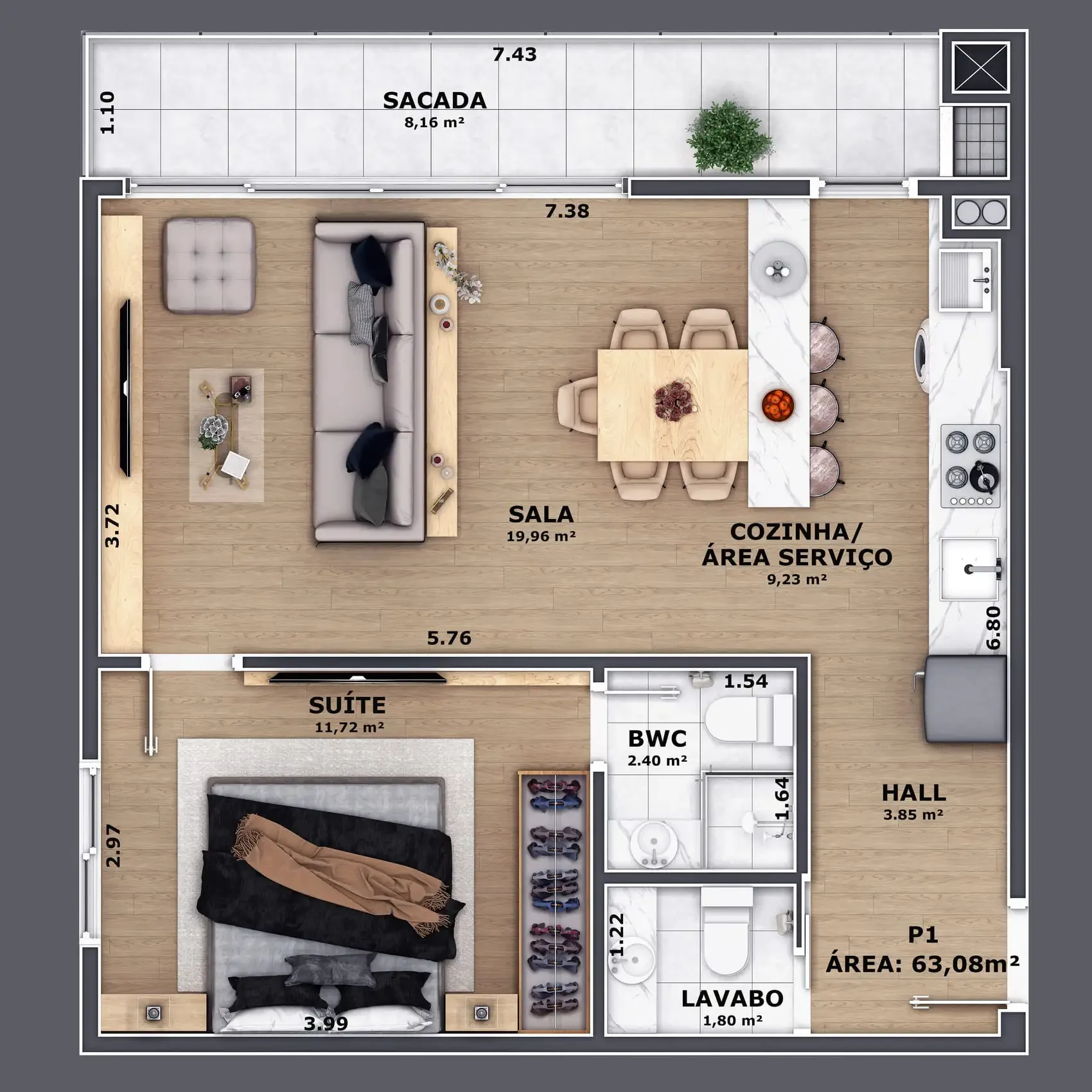 Planta do Empreendimento Pass Connect em Rua Brusque, 417, Centro - Itajaí | Passe Empreendimentos