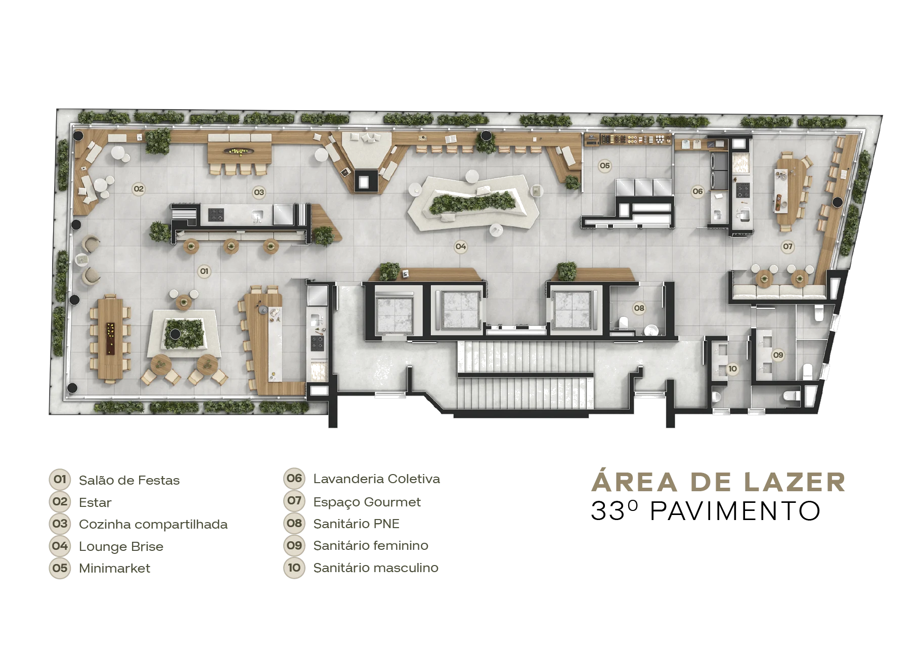 Planta da área de lazer — 33º pavimento — Brise by Niva