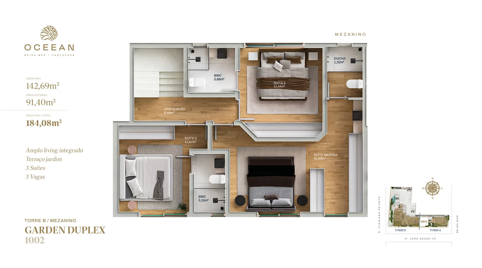 OCEEAN - APTO GARDEN DUPLEX 1002 - MEZANINO