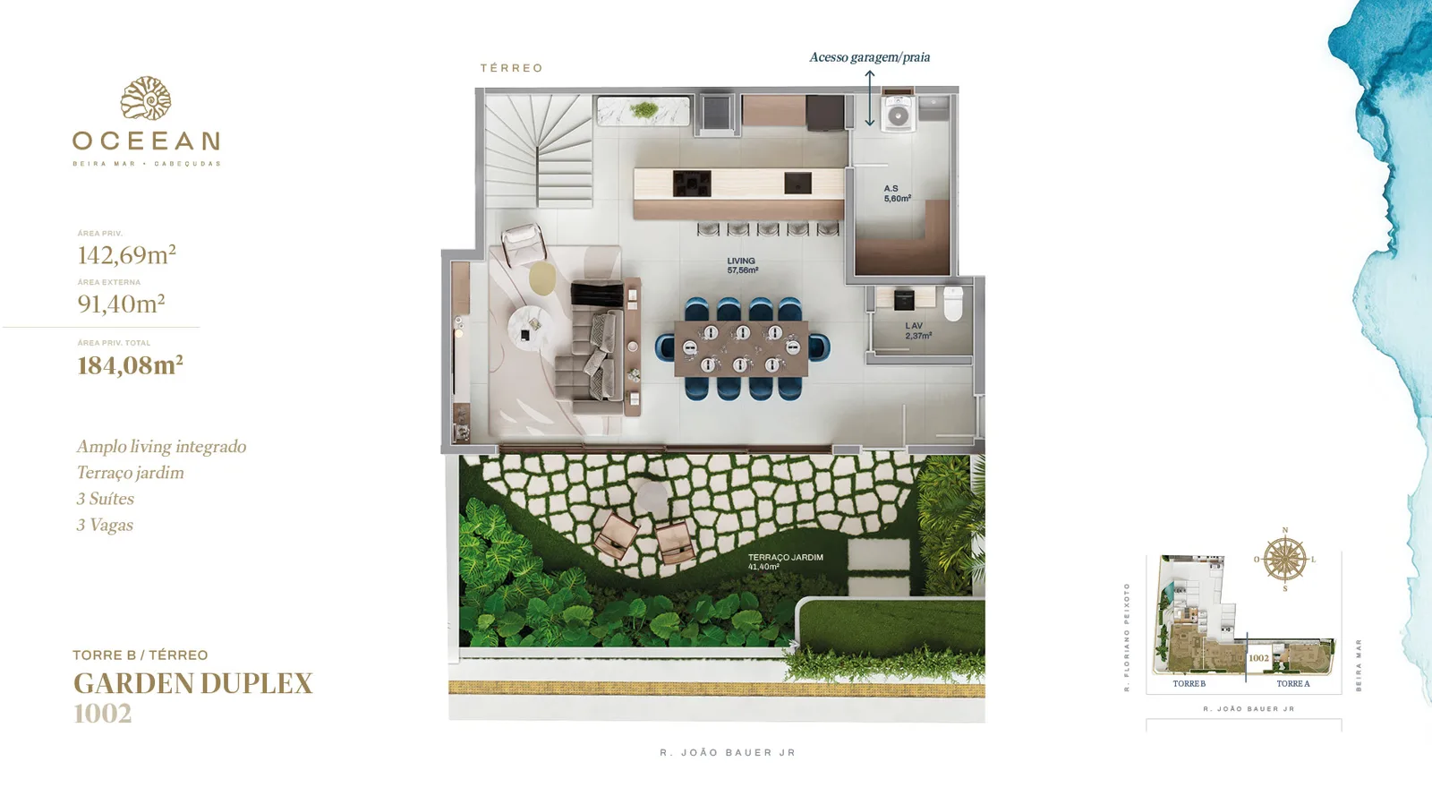 OCEEAN - APTO GARDEN DUPLEX 1002 - TERREO