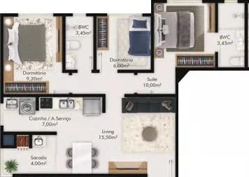 planta 69m²