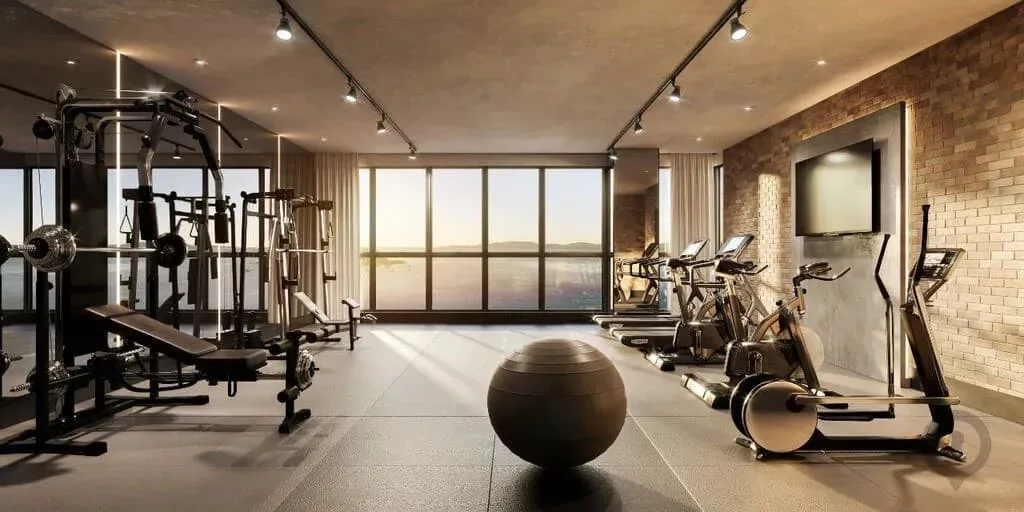 Imagem ilustrativa do espaço fitness do Lê Monde Residence, da Invest Construtora