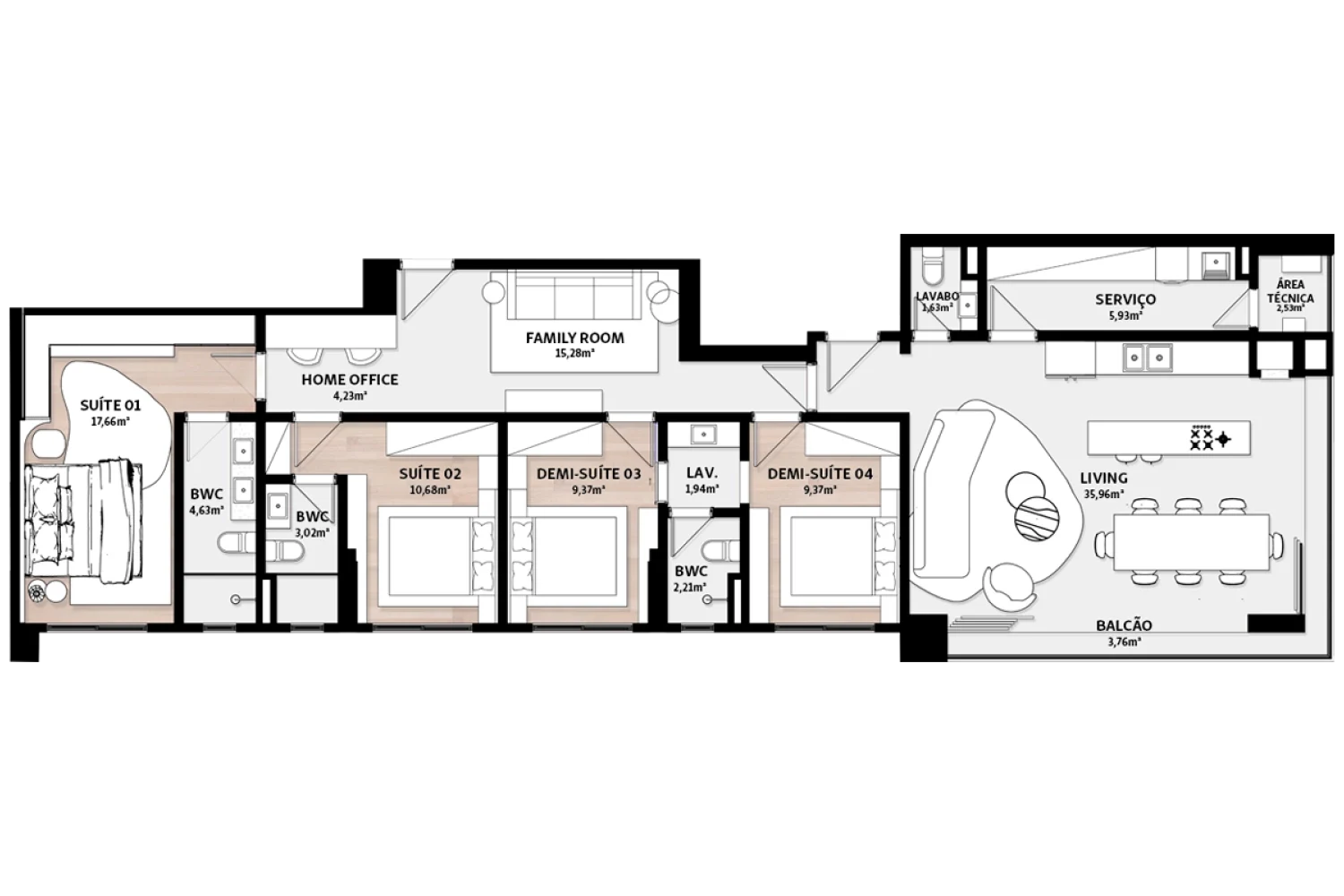 Final 02: 155m² | 03 vagas