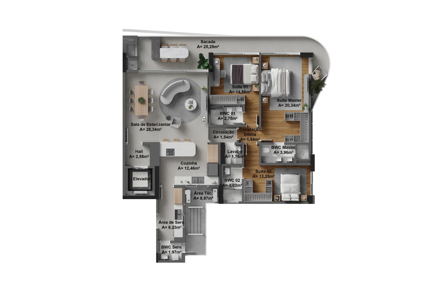 Final 02 | 168m²: Aptos: 902, 1202, 1502, 1802, 2102, 2402, 2702, 3002