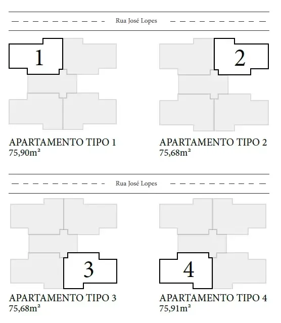 opus residence apartamentos tipos