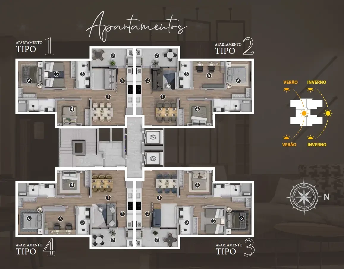 opus residence planta apartamentos