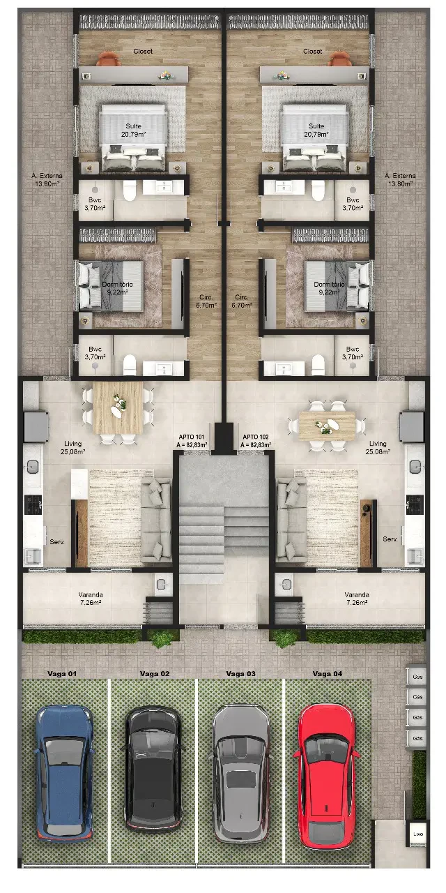 planta senize residence apartamento