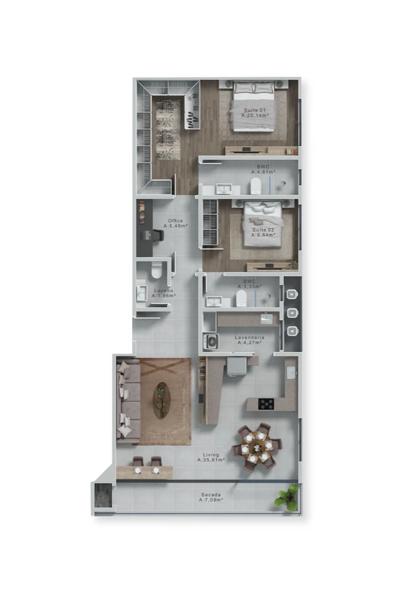 Aptos. Tipo 2 109,83m²