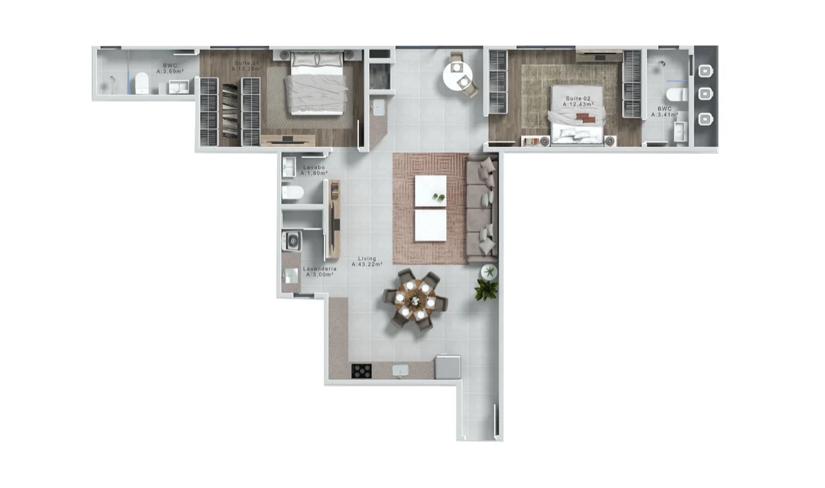 Aptos. Tipo 3 93,61m²