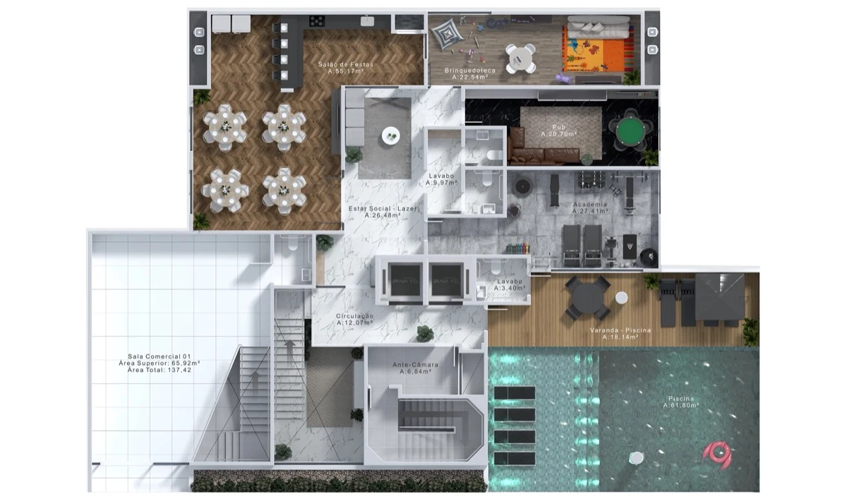 Planta areas sociais