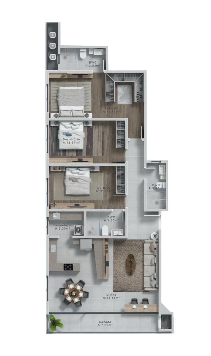 Aptos. Tipo 1 120,87m²